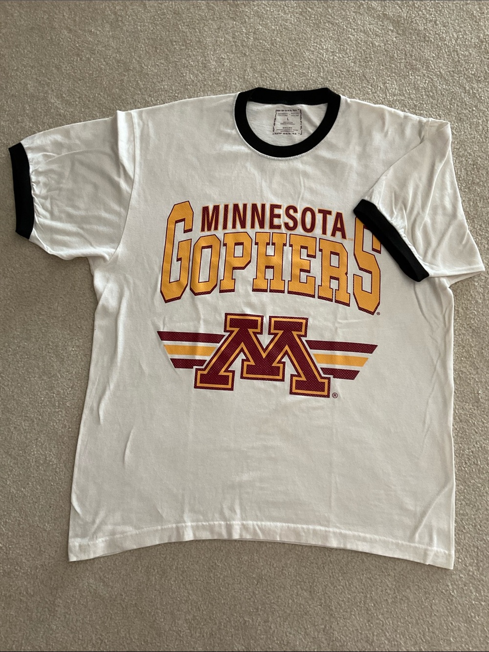 Minnesota Gophers White Short-Sleeve Ringer Tee